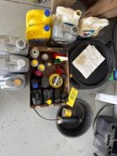 large lot of misc lube, oil pans, cleaners, misc