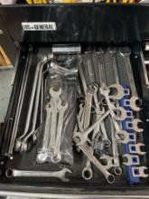 Assorted wrenches box and open end, crows feet ends
