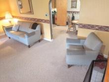 Flex steel 3 cushion sofa and chair