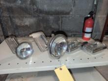 Group of vintage flash light parts