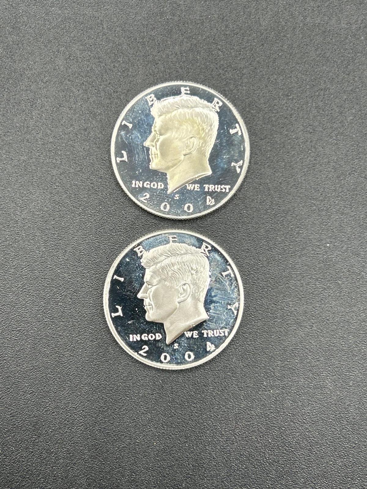(2) 2004 Silver Proof Half Dollars d-cam
