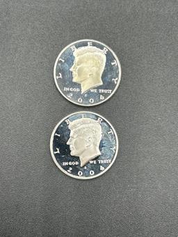 (2) 2004 Silver Proof Half Dollars d-cam
