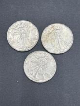 (3) Walking Liberty Halves