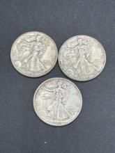 (3) Walking Liberty Halves