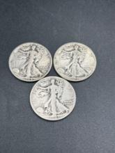 (3) Walking Liberty halves