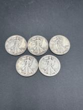 (5) Walking Liberty Halves
