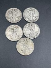 (5) Walking Liberty Halves