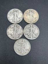 (5) Walking Liberty Halves