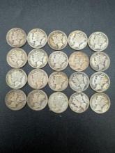 Mercury Dimes Assorted Dates bid x 20