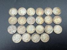 Silver Roosevelt Dimes Assorted Dates bid x 22