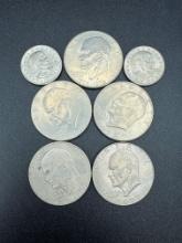 Eisenhower Dollars & Susan B Anthony Dollars bid x 7