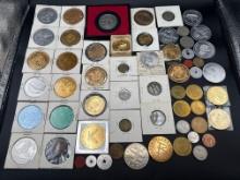 assorted tokens and medals, souvenir tokens