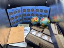 Metal Globe Coin Banks, Coin Collectors Books, 2x2 Coin Holders