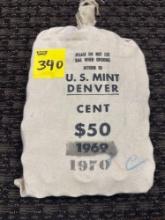 50$ U.S. Mint 1970 Denver Rolled Lincoln head cent