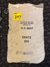 50$ U.S. Mint 1980 Lincoln head cent, still sewn shut