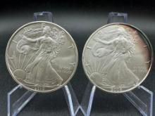 2010 American Eagle, 2006 American Eagle, 1 ounce silver coins bid x2