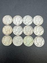 Mercury Dimes Assorted Dates bid x 12