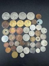 assorted world coins