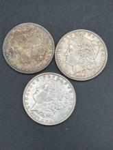 (3) pre 1921 Morgan dollars