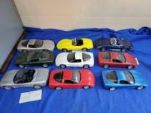 9 Franklin Mint Brookfield Die-Cast Corvette Cars As-Is
