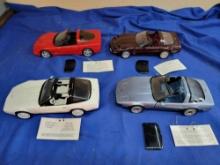 4 Franklin Mint Precision Models Corvette Die-Cast Cars 1:24