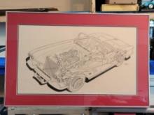 Big 34 by 22 inch 1961 Corvette Sketch Drawing Print Tellijile?