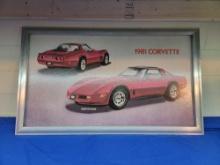 1981 Corvette Chevrolet Dealer Showroom Sign Poster Framed