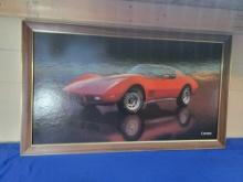 1977 Corvette Dealer Showroom Sign Poster in Frame Advertising