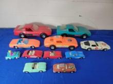 2 Strombecker Plastic Corvette Cars + others w Die-Cast Toys