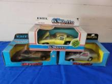 3 1970s Ertl Die-Cast 1:25 Scale Corvette Cars MIB