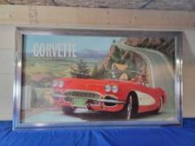 1961 Corvette Dealer Showroom Sign Poster Framed Advertising