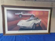1982 Corvette Dealer Showroom Sign Poster Framed Advertising