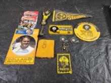 Pittsburgh Steelers Pirates Lot Mini License Plate Pinback Button etc