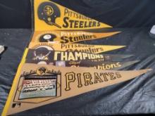 6 Pittsburgh Steelers Pirates Pennants Super Bowl Photo