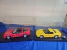 2 Autographed Signed Corvette Die-Cast 1/18 Wil Cooksey
