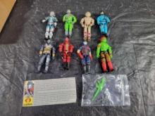 3 3/4 inch GI Joe Figures 8 w 3 Weapons Vintage