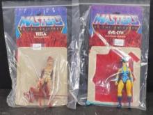 1981 MOTU HE-MAN Teela & Evil-Lyn Complete Figures w Cards