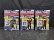 3 Playmates Star Trek 7 inch Space Talk Series Figures MOC Q Riker Borg