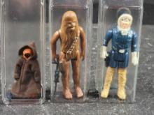 3 Vintage Star Wars Complete Figures Han Solo Chewy