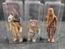 3 Vintage Star Wars Complete Figures Ewoks Chewy