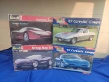 4 Vintage Revell Corvette Model Kits SEALED 1967 1997 +