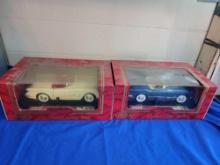 2 Mira Die-Cast Corvette Cars 1953 1954 MIB 1:18