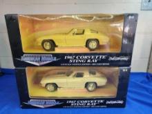 2 Ertl American Muscle Die-Cast Corvette 1967 Sting Ray 1:18 MIB