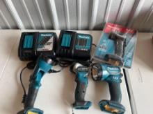 (4) Makita Flashlights / (2) Makita Battery Chargers with DeWalt Tool Bag