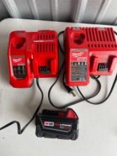 (2) Milwaukee Battery Chargers with M18 Battery