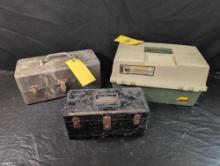 3 Vintage tackle boxes with tackle