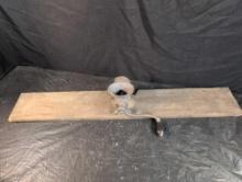 Enterprise meat grinder mounted to board