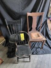 3 Assorted antique chairs, one youth size