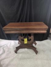 Antique mahogany tip top game table, pin is missing