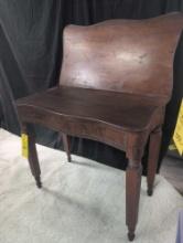 Antique burl veneer front game table
